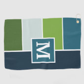 Big Stripes in blauw en groen met Monogram Golfhanddoek (Horizontaal)
