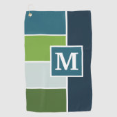 Big Stripes in blauw en groen met Monogram Golfhanddoek (Voorkant)
