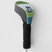 Big Stripes in blauw en groen met Monogram Golfheadcover (Schuin)