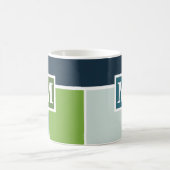 Big Stripes in blauw en groen met Monogram Koffiemok (Center)
