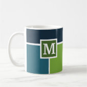 Big Stripes in blauw en groen met Monogram Koffiemok (Links)