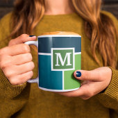 Big Stripes in blauw en groen met Monogram Koffiemok