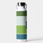 Big Stripes in blauw en groen met Monogram Waterfles (Voorkant)