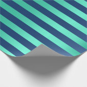 Big Stripes Lines Blauw Navy Aqua Mint Water Cadeaupapier (Hoek)