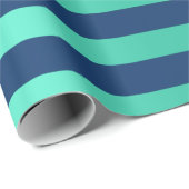 Big Stripes Lines Blauw Navy Aqua Mint Water Cadeaupapier (Rol Hoek)