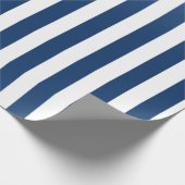 Big Stripes Lines Blauw Navy Wit Cadeaupapier (Hoek)