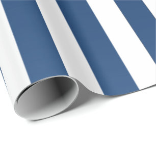 Big Stripes Lines Blauw Navy Wit Cadeaupapier