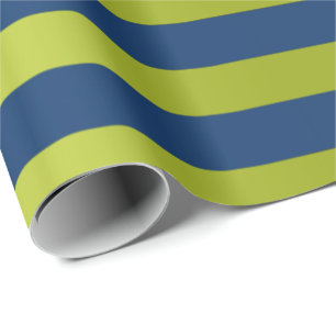 Big Stripes Lines Blue Navy Lime Green Cadeaupapier