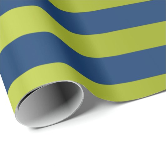 Big Stripes Lines Blue Navy Lime Green Cadeaupapier (Rol Hoek)