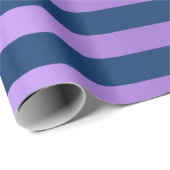 Big Stripes Lines Blue Navy Paars Amethyst Cadeaupapier (Rol Hoek)