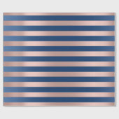 Big Stripes Lines Blue Navy Roze Rose Gold Cadeaupapier (Vlak)