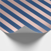 Big Stripes Lines Blue Navy Roze Rose Gold Cadeaupapier (Hoek)