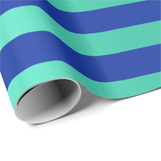 Big Stripes Lines Indigo Kobalt Blauw Water Aqua Cadeaupapier (Rol Hoek)