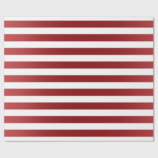 Big Stripes Lines Ruby Red Metallic Effect Wit Cadeaupapier (Vlak)
