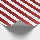 Big Stripes Lines Ruby Red Metallic Effect Wit Cadeaupapier (Hoek)