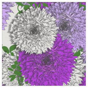 Big Summer Flowers Paarse Mix Floral Print Stof