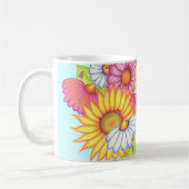 Big Sunflower Butterfly Daisy Coffee Mok (Links)