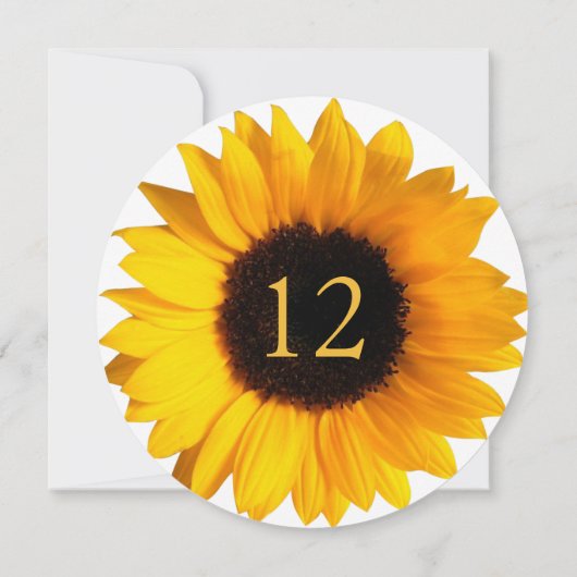 Big Sunflower Round Wedding Table Number Kaart (Achterkant)