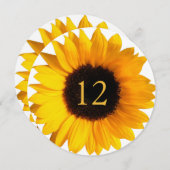 Big Sunflower Round Wedding Table Number Kaart (Voorkant / Achterkant)