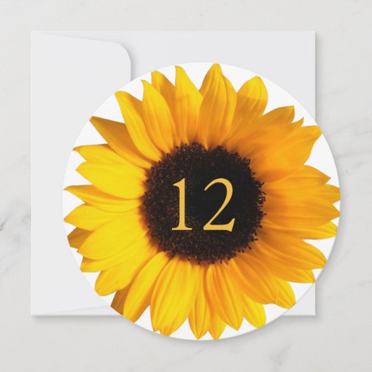 Big Sunflower Round Wedding Table Number Kaart (Voorkant)