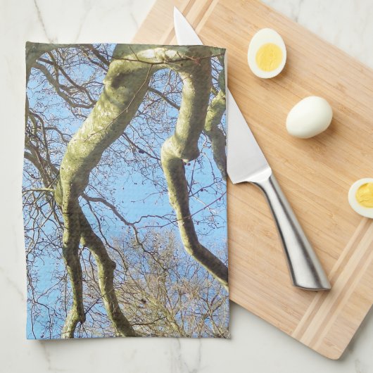 Big Sunny Tree Branches in Heavenly Blue Sky Theedoek (Quarter Fold)