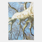 Big Sunny Tree Branches in Heavenly Blue Sky Theedoek (Verticaal)