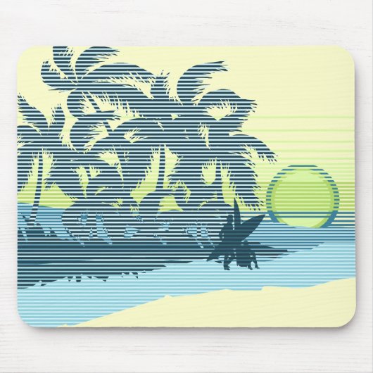 Big Sunset Blauwgroen Mousepad Muismat (Voorkant)