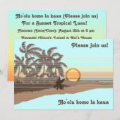 Big Sunset Luau-uitnodigingen Kaart (Voorkant / Achterkant)