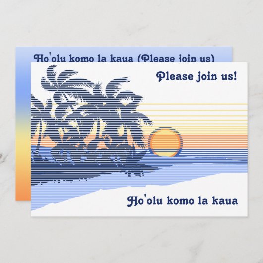 Big Sunset Luau-uitnodigingen Kaart (Voorkant / Achterkant)