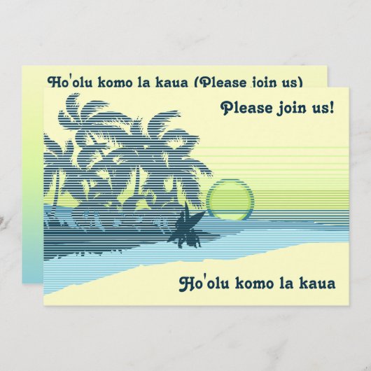 Big Sunset Luau-uitnodigingen Kaart (Voorkant / Achterkant)