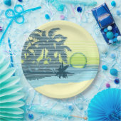 Big Sunset Stripe Hawaiian Surfer Papieren Bordje (Feest)