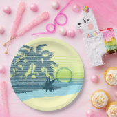Big Sunset Stripe Hawaiian Surfer Papieren Bordje (Feest)