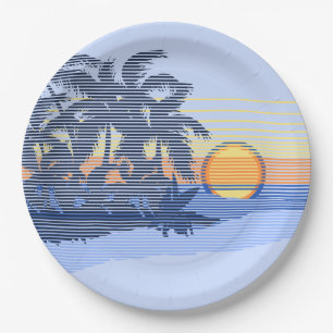 Big Sunset Stripe Hawaiian Surfer Papieren Bordje