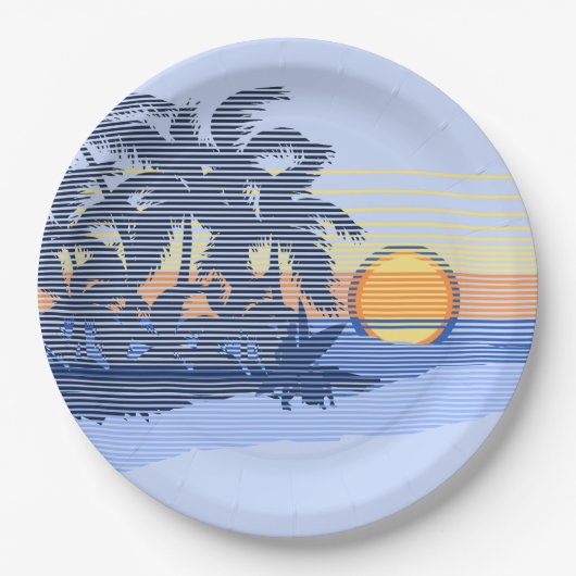 Big Sunset Stripe Hawaiian Surfer Papieren Bordje (Voorkant)