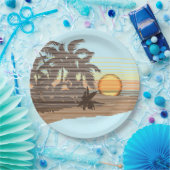 Big Sunset Stripe Hawaiian Surfer Papieren Bordje (Feest)