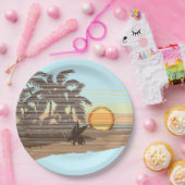 Big Sunset Stripe Hawaiian Surfer Papieren Bordje (Feest)