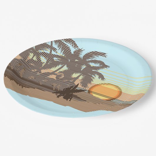 Big Sunset Stripe Hawaiian Surfer Papieren Bordje (Gekanteld)