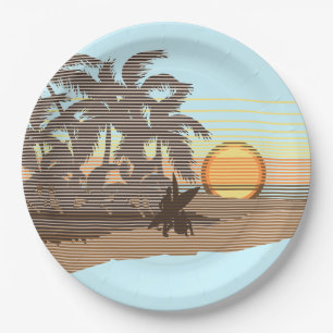 Big Sunset Stripe Hawaiian Surfer Papieren Bordje