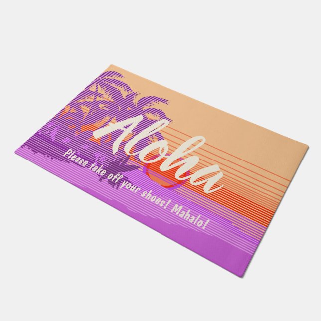 Big Sunset Stripe Hawaiian Surfers Aloha Deurmat (Schuin)