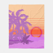 Big Sunset Stripe Hawaiian Surfers Violet Fleece Deken (Voorkant)