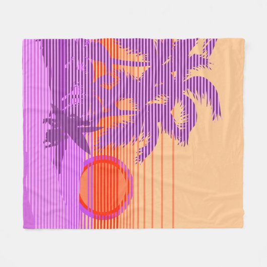 Big Sunset Stripe Hawaiian Surfers Violet Fleece Deken (Voorkant (Horizontaal))