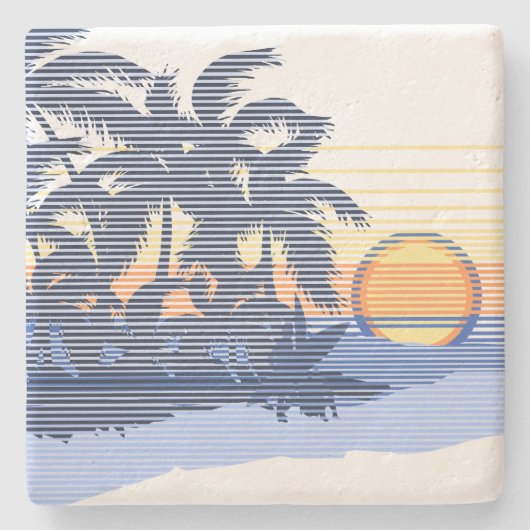 Big Sunset Stripe Hawaiian Tiki Bar Onderzetters (Voorkant)