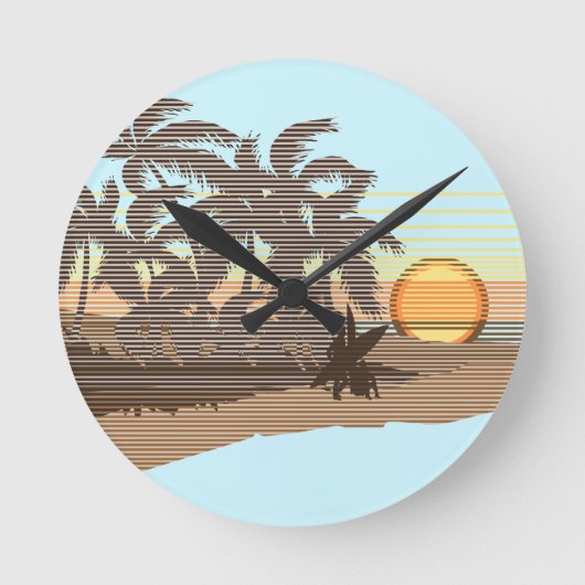 Big Sunset Stripe Hawaiian Wall klokken (Voorkant)