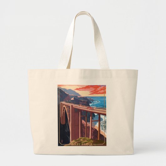  Big Sur Bixby Bridge VS-toerisme Grote Tote Bag (Voorkant)