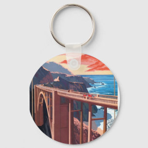  Big Sur Bixby Bridge VS-toerisme Sleutelhanger