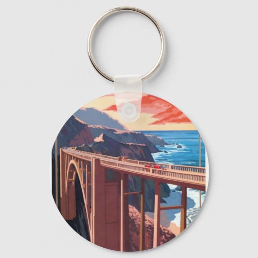  Big Sur Bixby Bridge VS-toerisme Sleutelhanger (Voorkant)