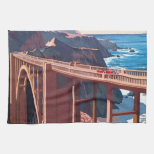  Big Sur Bixby Bridge VS-toerisme Theedoek
