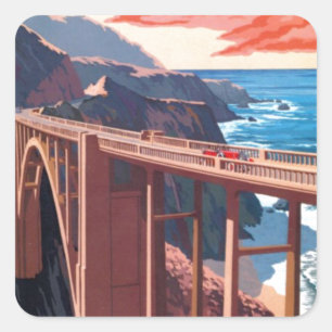 Big Sur Bixby Bridge VS-toerisme Vierkante Sticker
