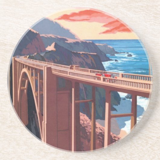 Big Sur Bixby Bridge VS-toerisme Zandsteen Onderzetter (Voorkant)