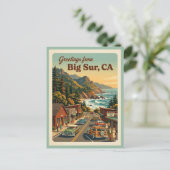 Big Sur CA Groeten Retro Kustweg Briefkaart (Staand voorkant)